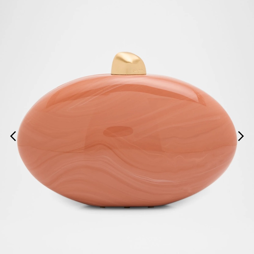 Cult Gaia Eviana Glossy Oval Clutch Evening Bag